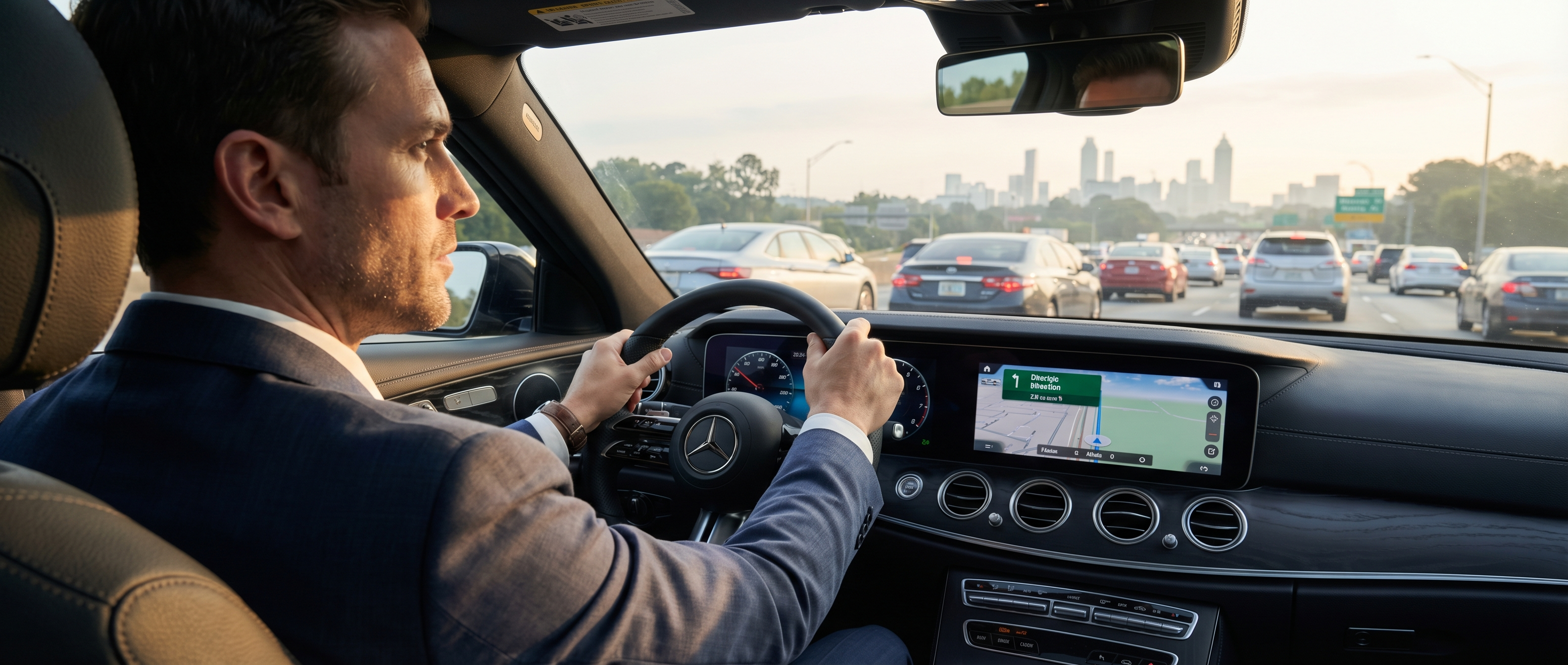 Mercedes-Benz E-Class commuting to Perimeter Center from Duluth GA